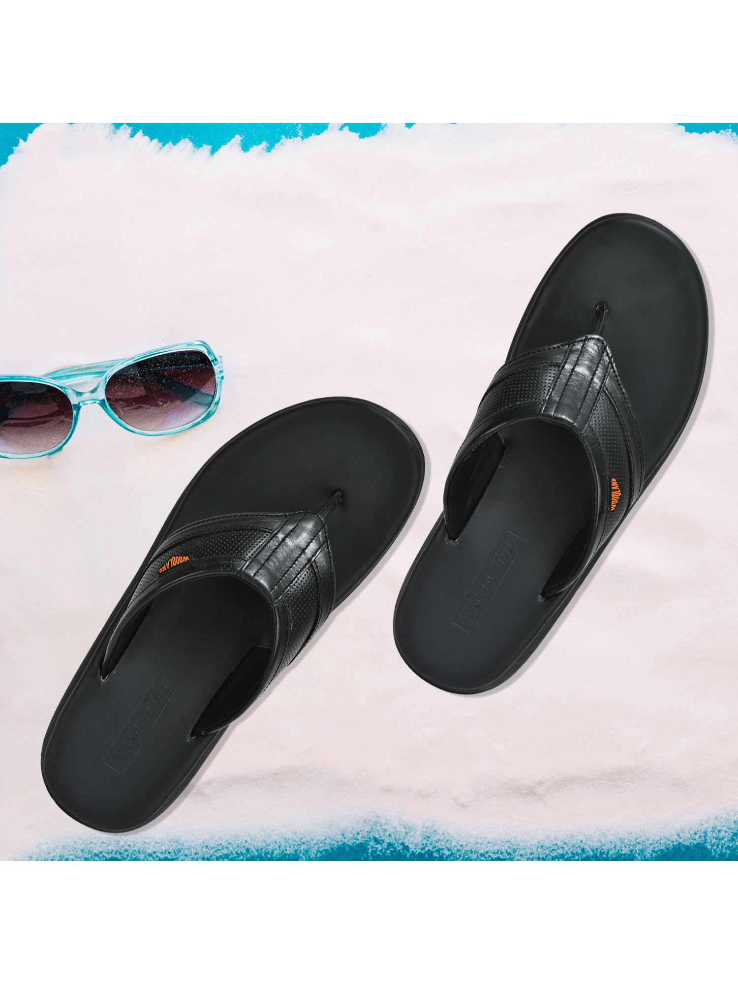 mens black casual slip on sandals