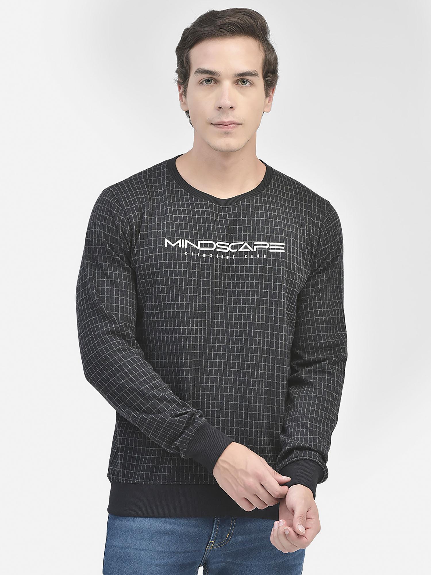 mens black checked sweatshirt