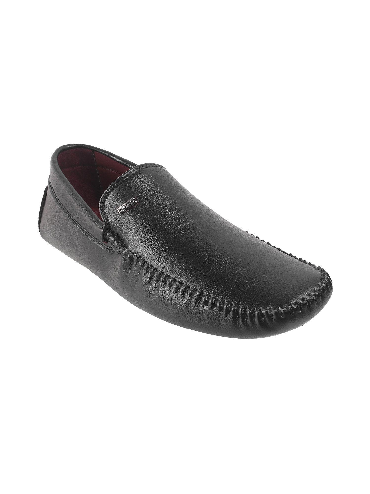 mens black driving shoes mochi black solid slip-on