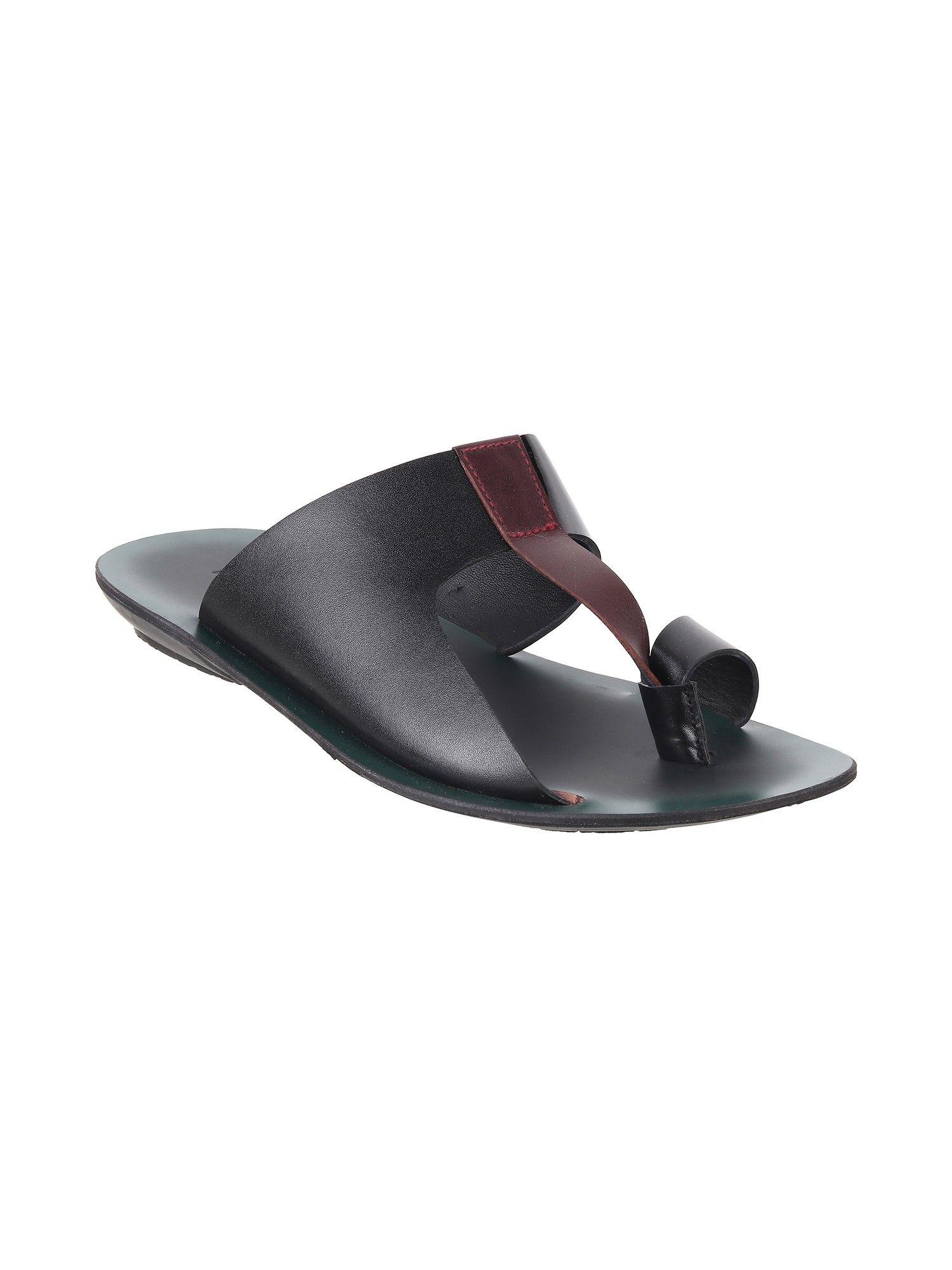 mens black flat chappalsmetro mens black leather solid-plain sandals