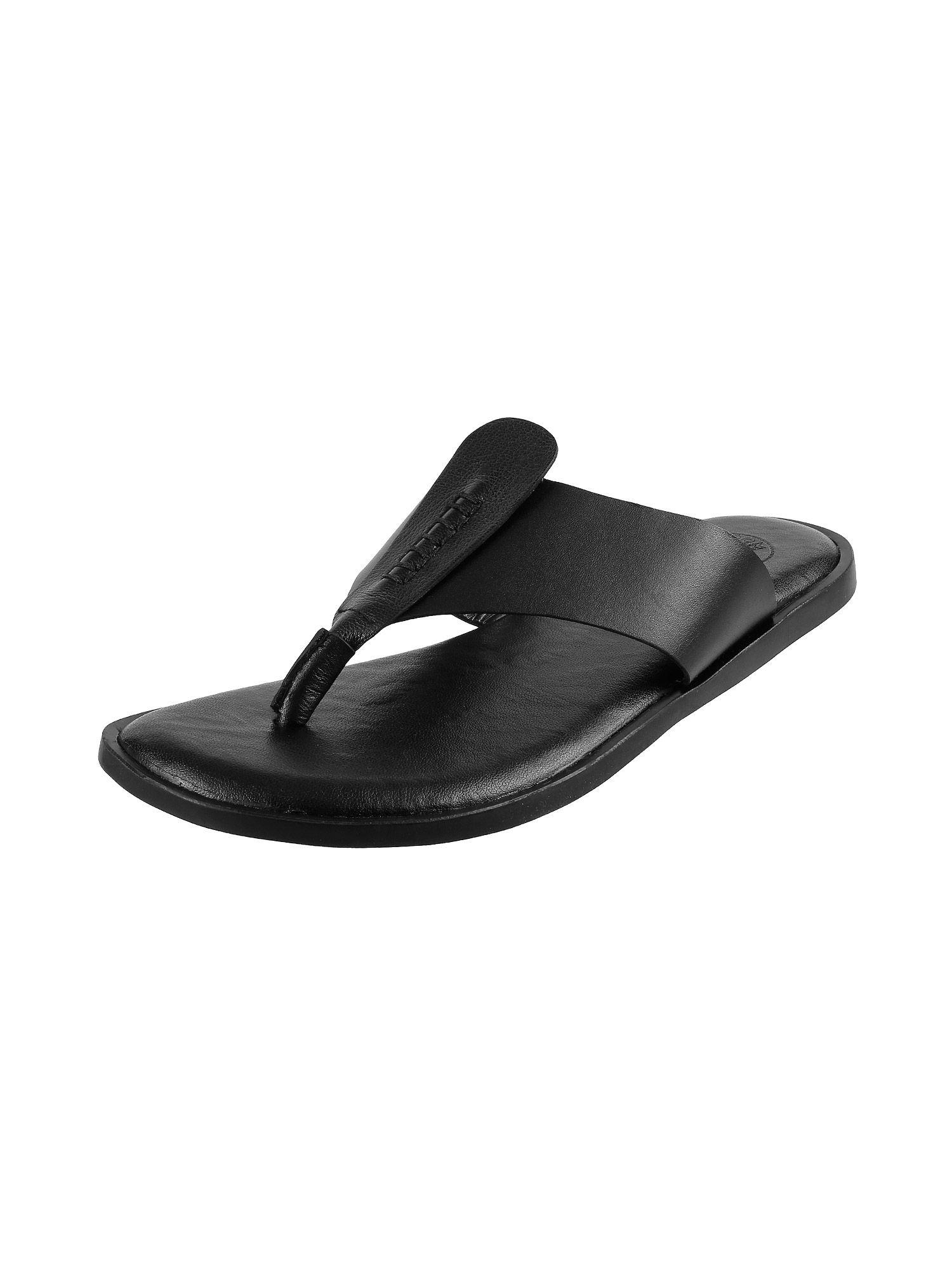 mens black flat chappalsmochi black solid sliders