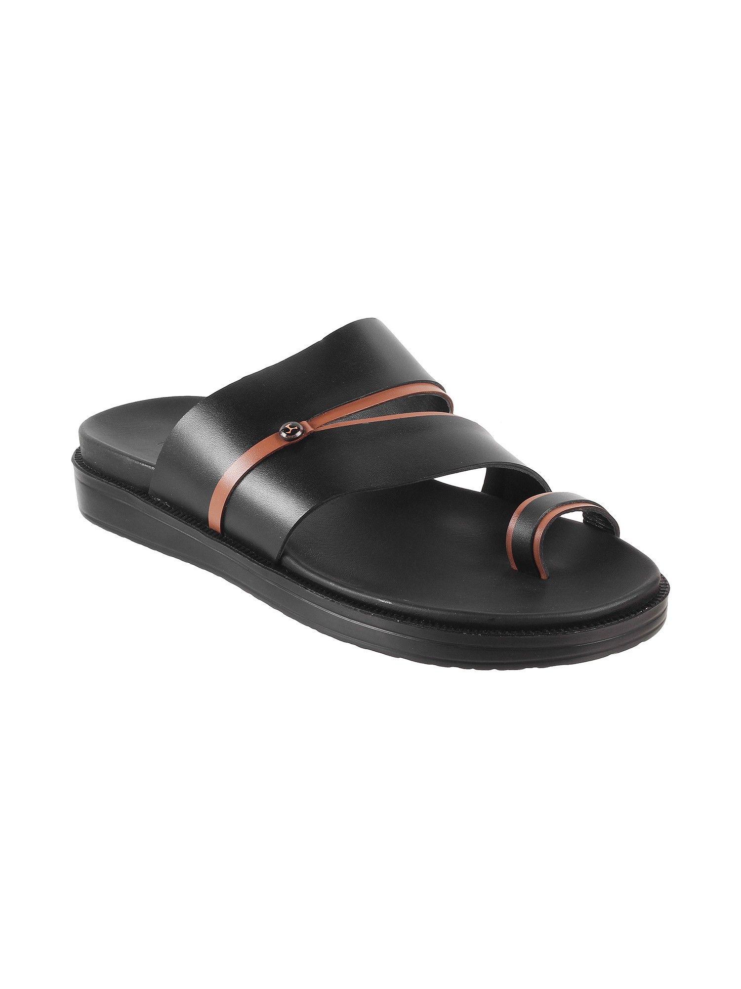 mens black flat chappalsmochi mens black synthetic solid-plain sandals