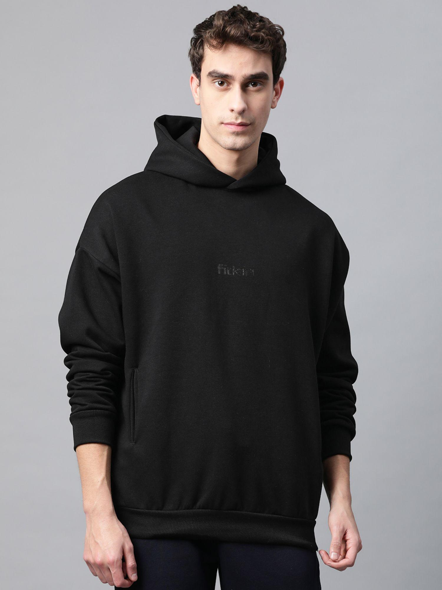 mens black fleece winter hoodie sweatshirt