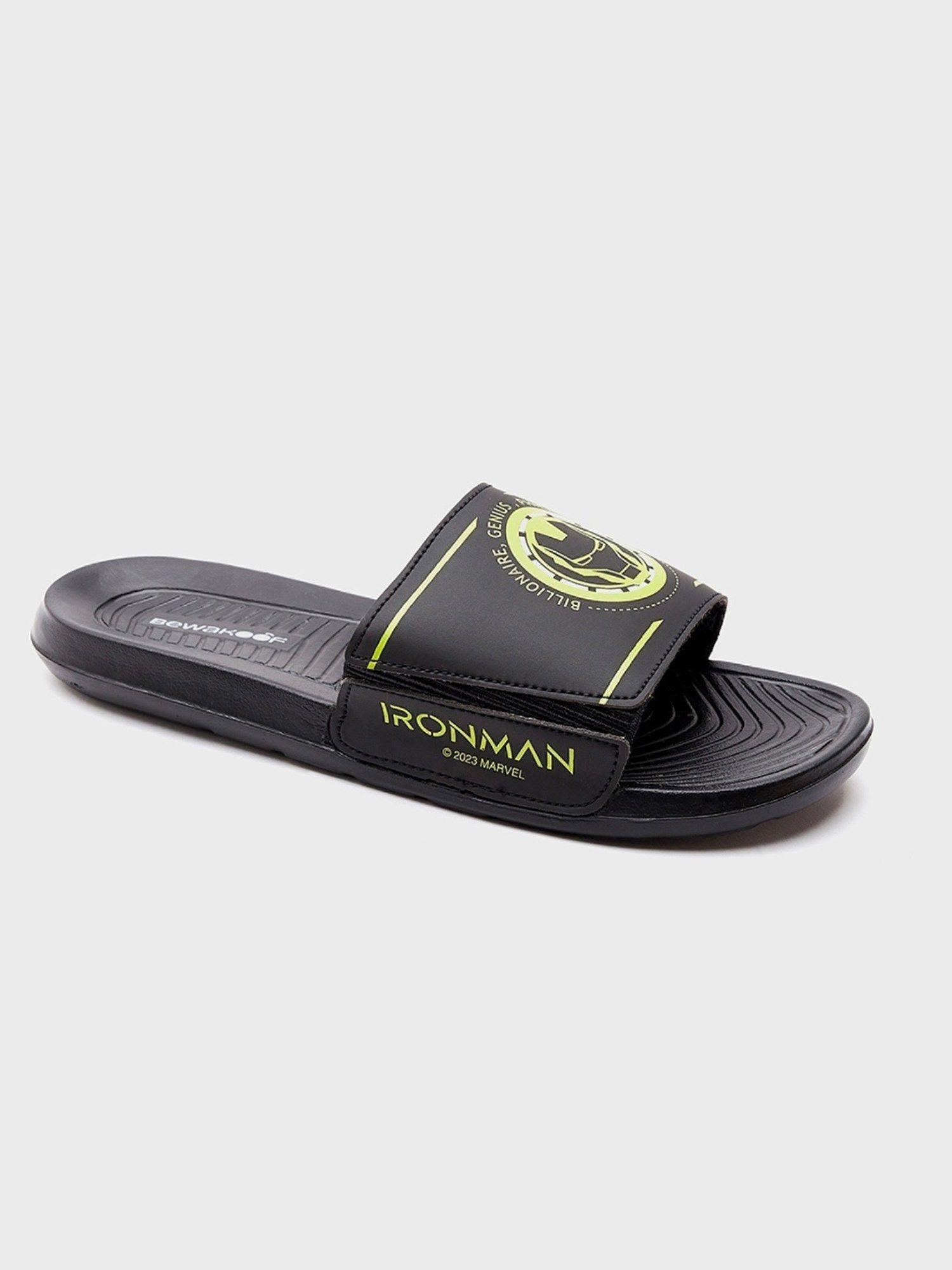 mens black genius iron man printed sliders