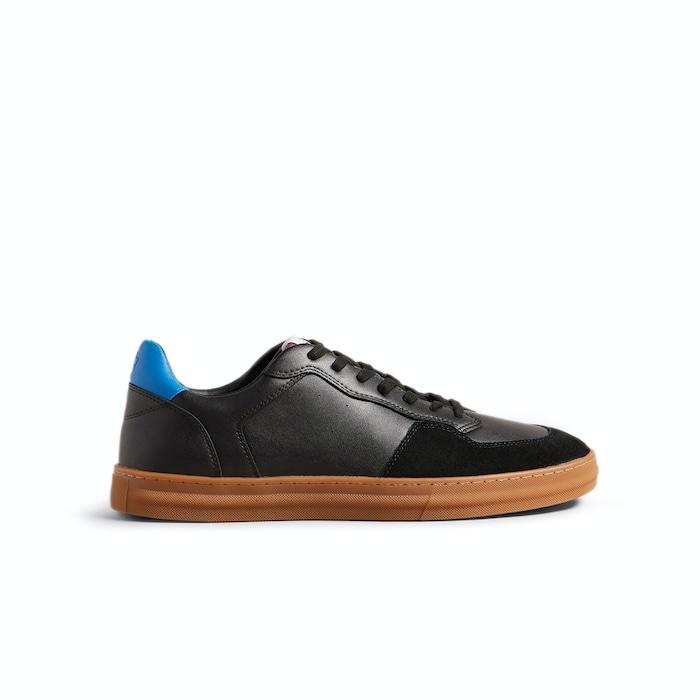 mens black leather and suede trainers