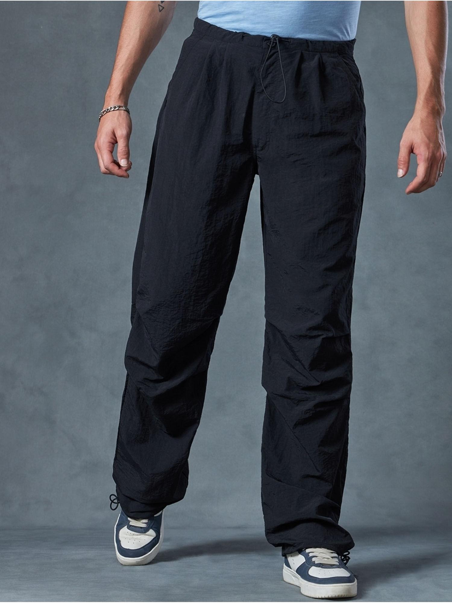 mens black oversized parachute trouser