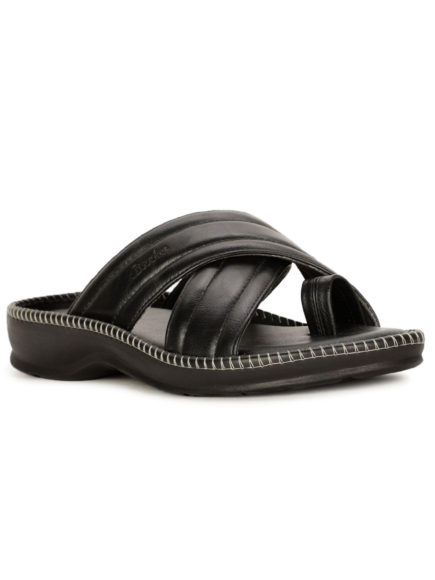 mens black slip on casual sandals