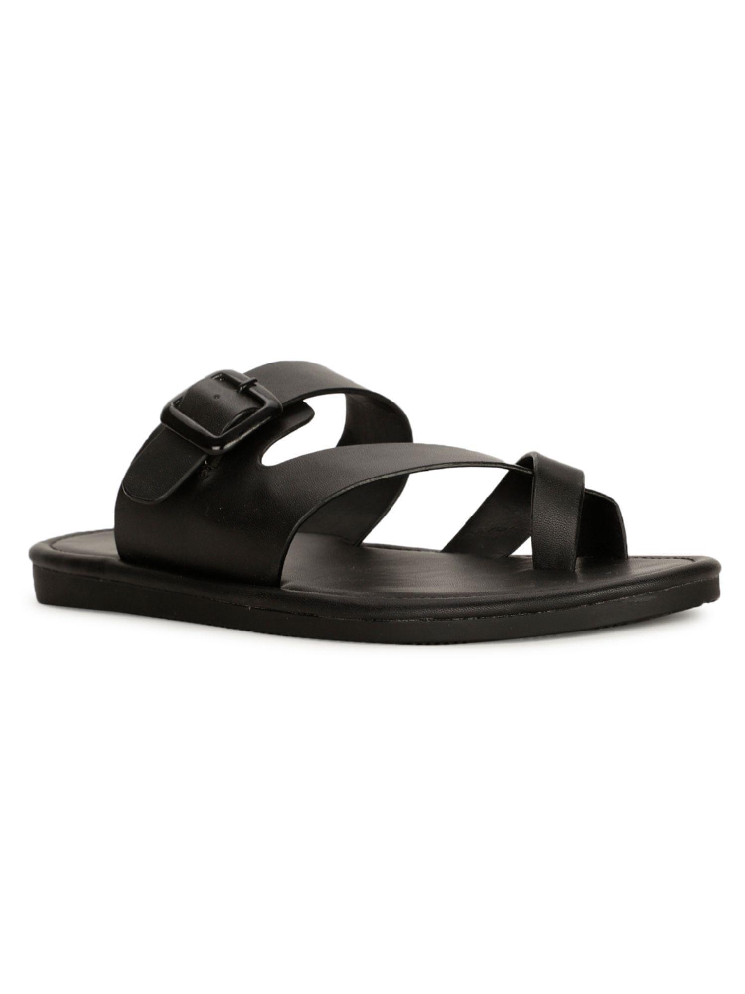 mens black slip on casual sandals