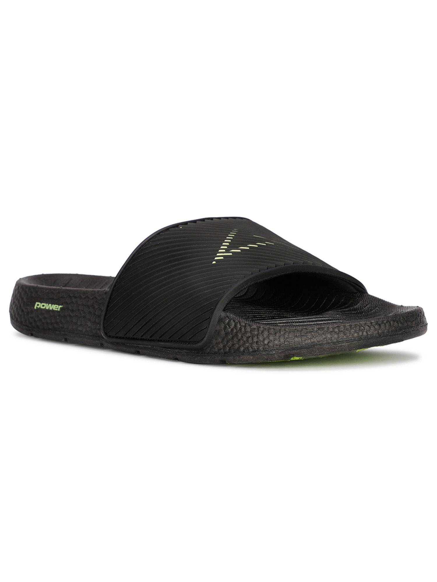 mens black slip on casual sliders