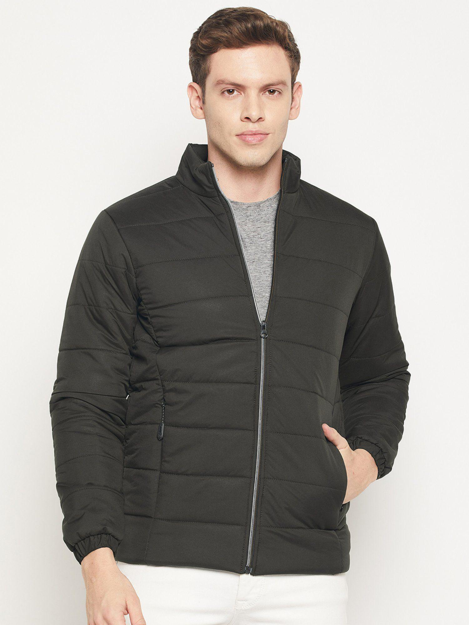 mens black solid full sleeve jacket