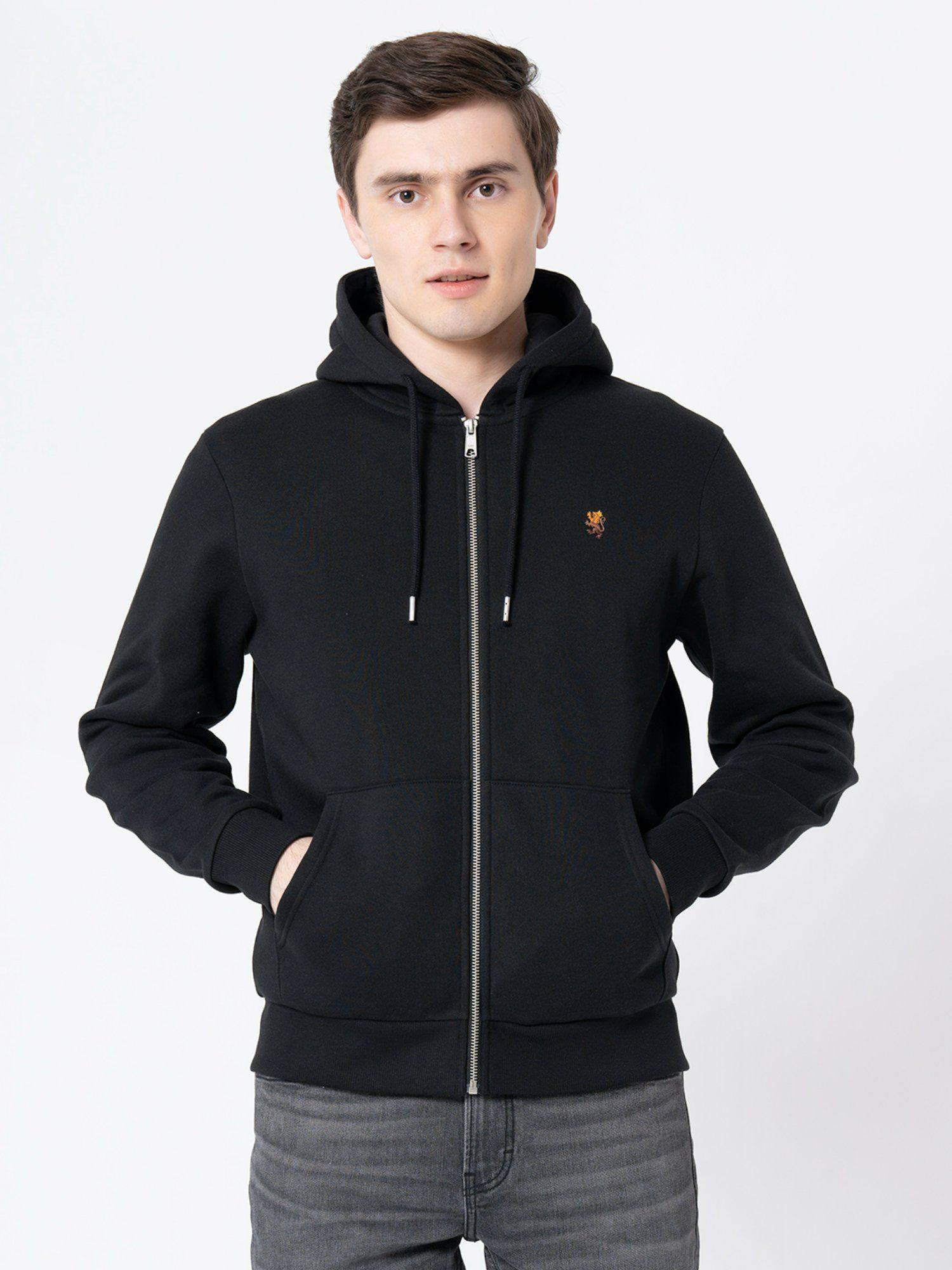 mens black solid hoodie