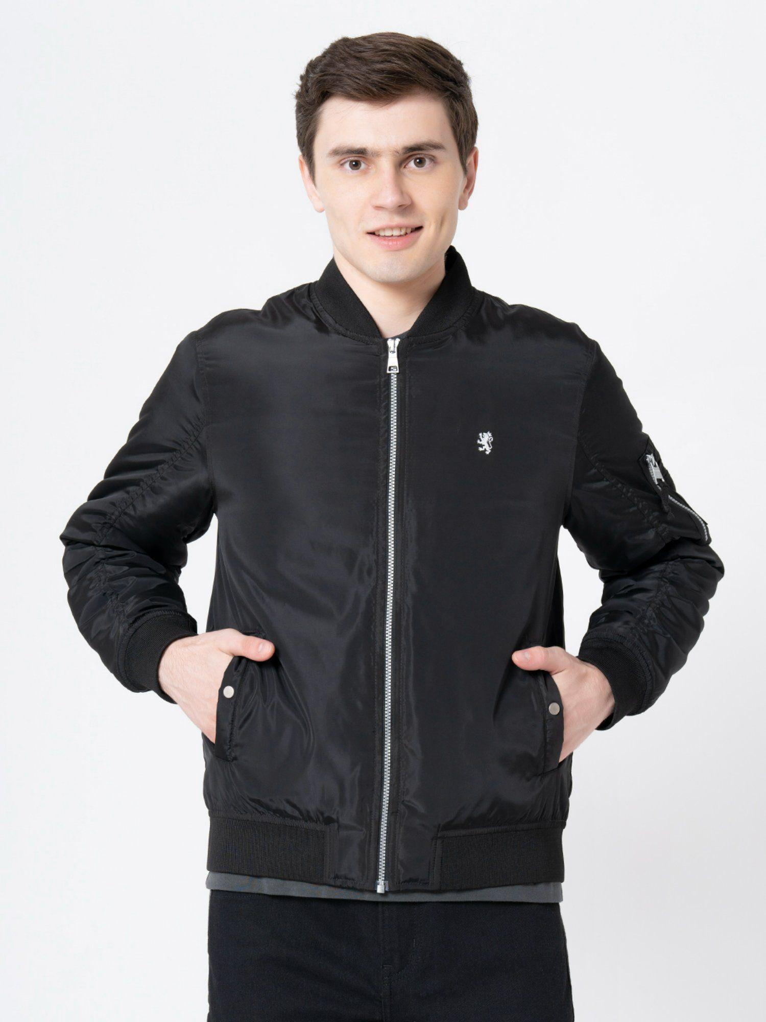 mens black solid jacket