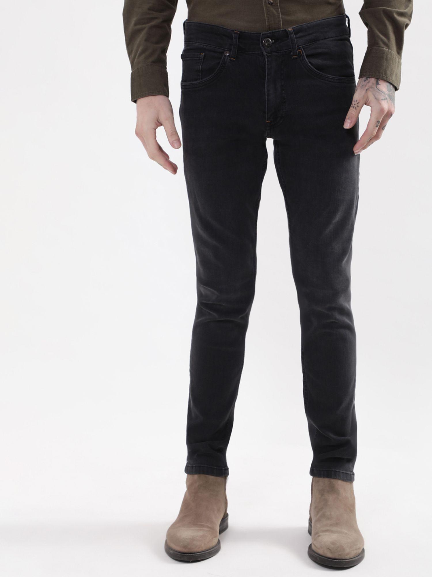 mens black solid jeans