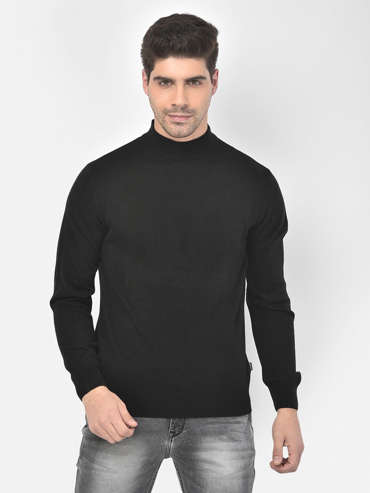 mens black solid mock neck sweater