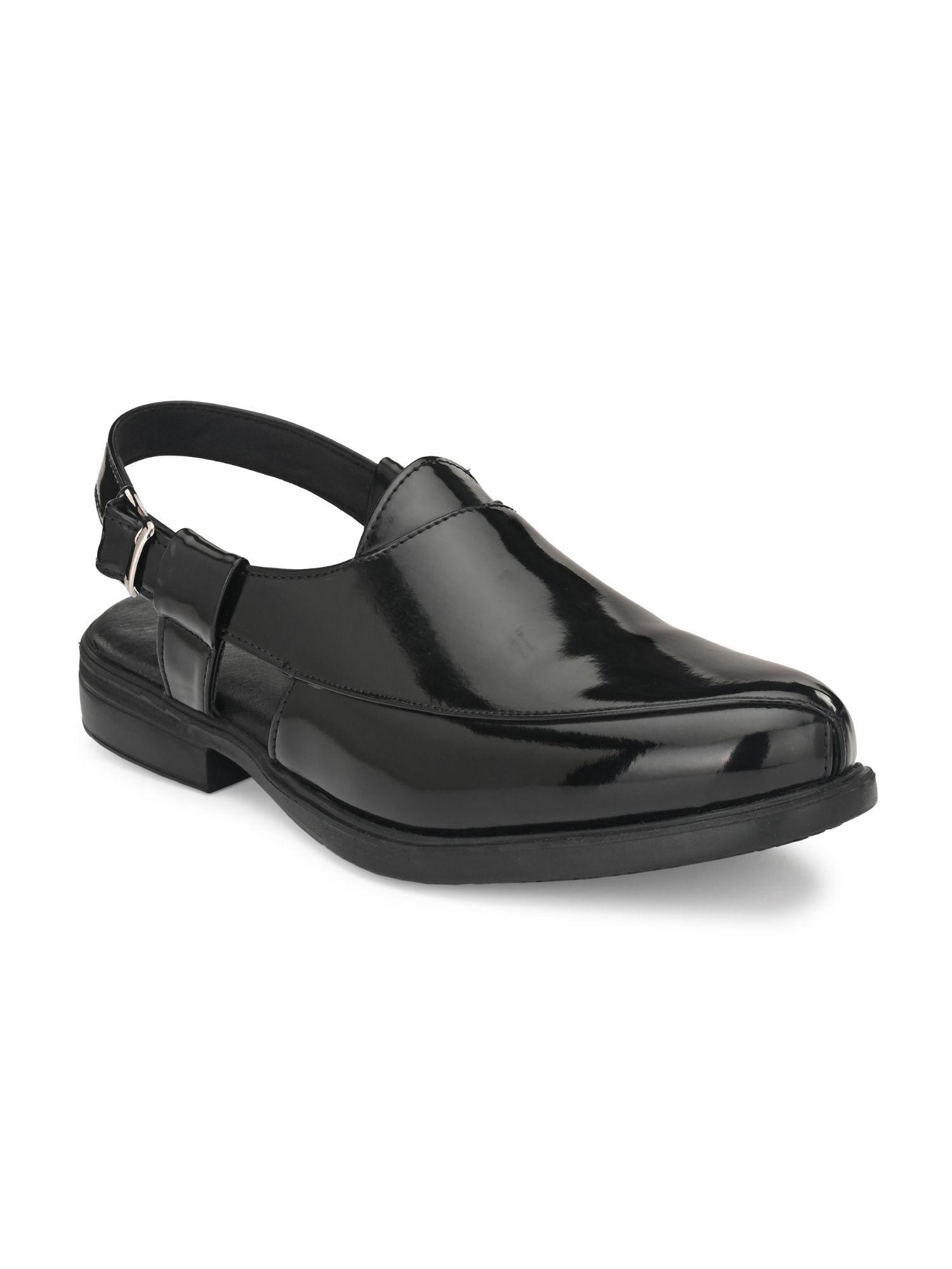 mens black solid roman casual sandals
