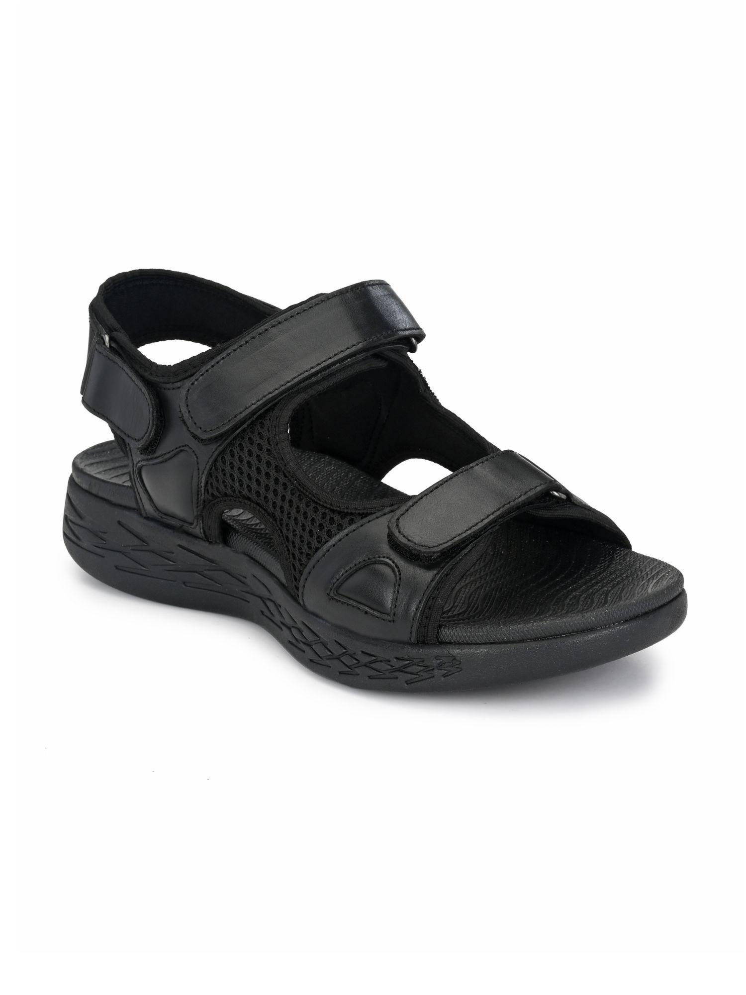 mens black solid sports sandals