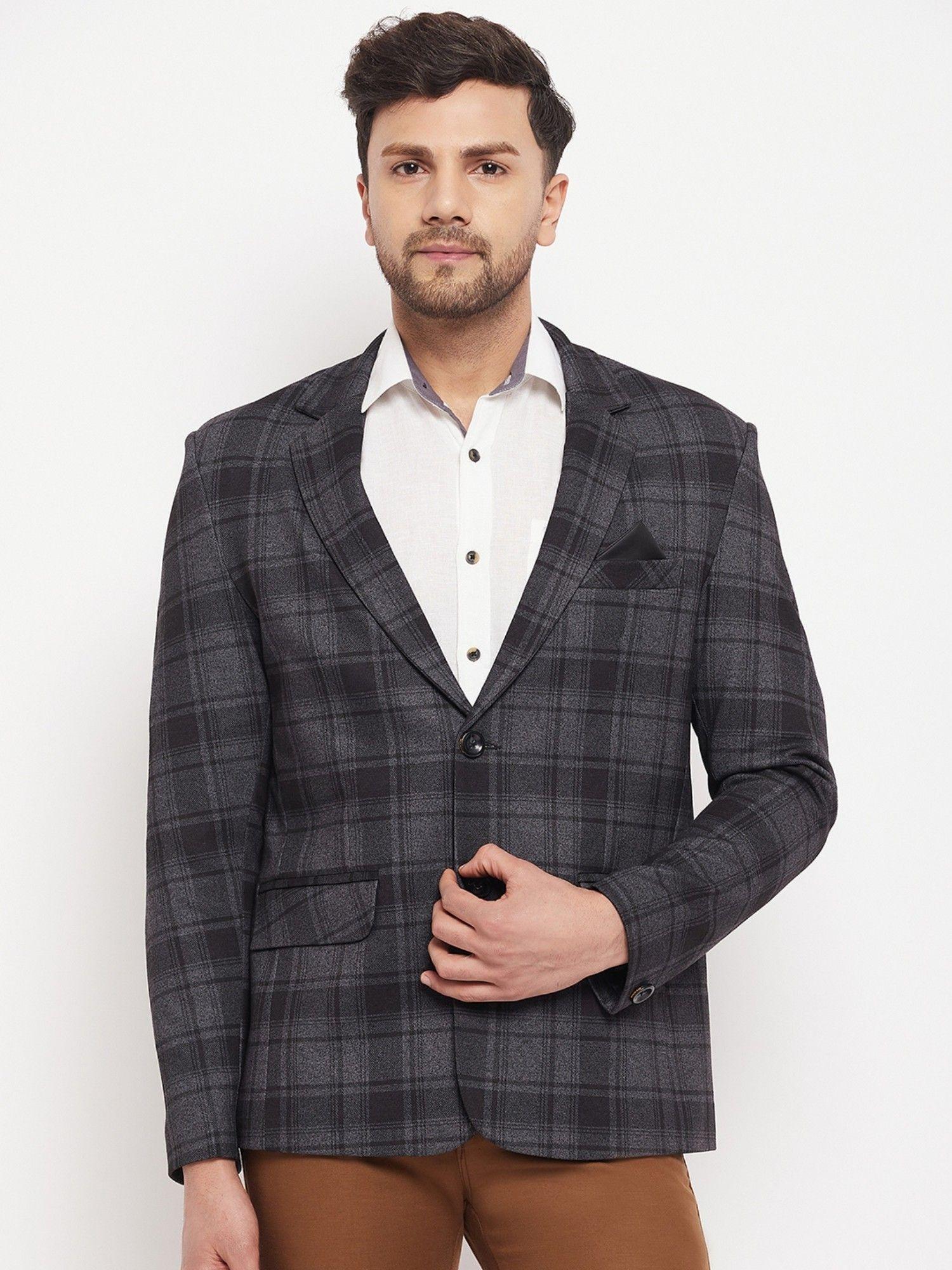 mens black tweed blazer