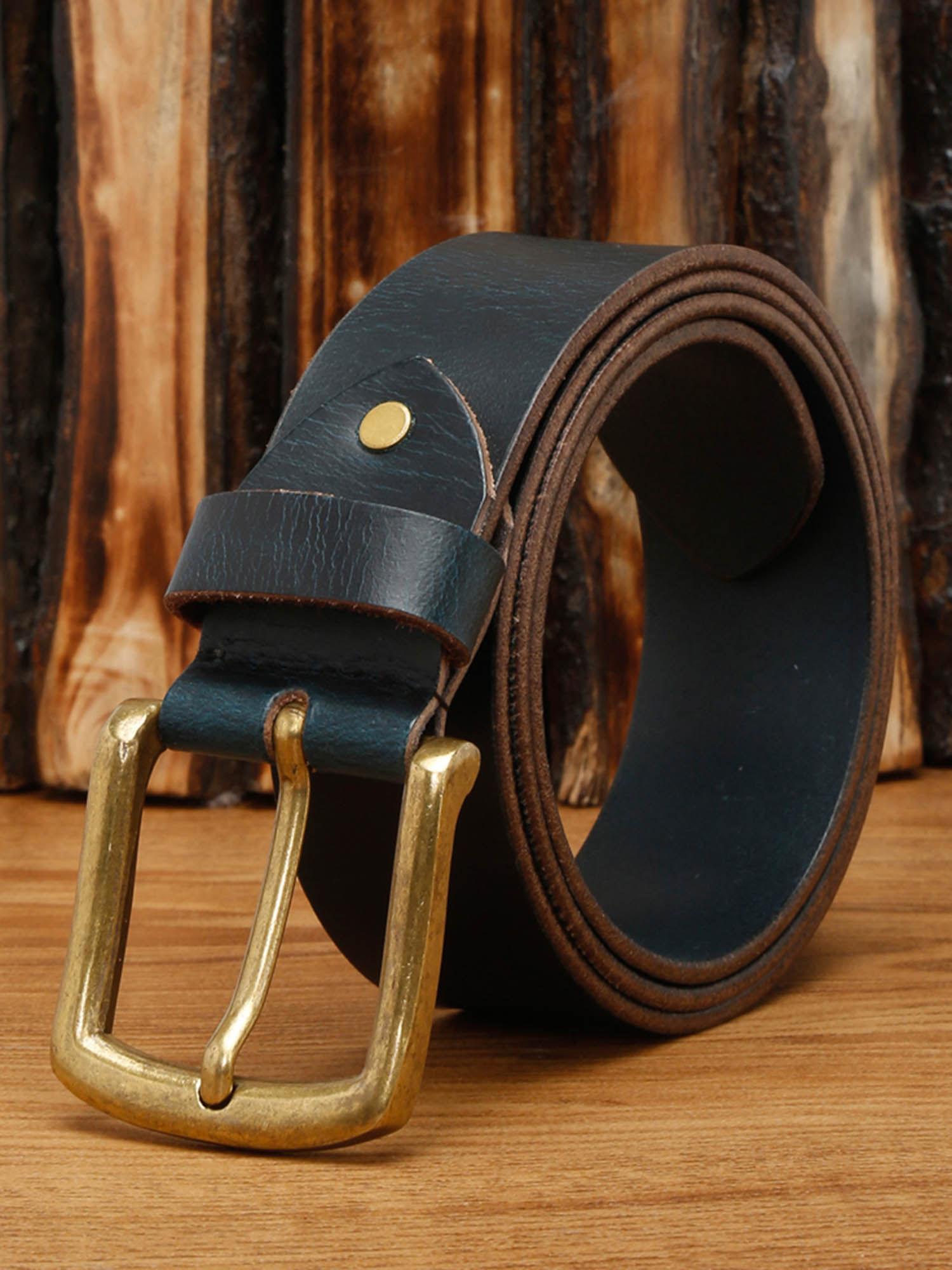 mens blue casual italian leather belt
