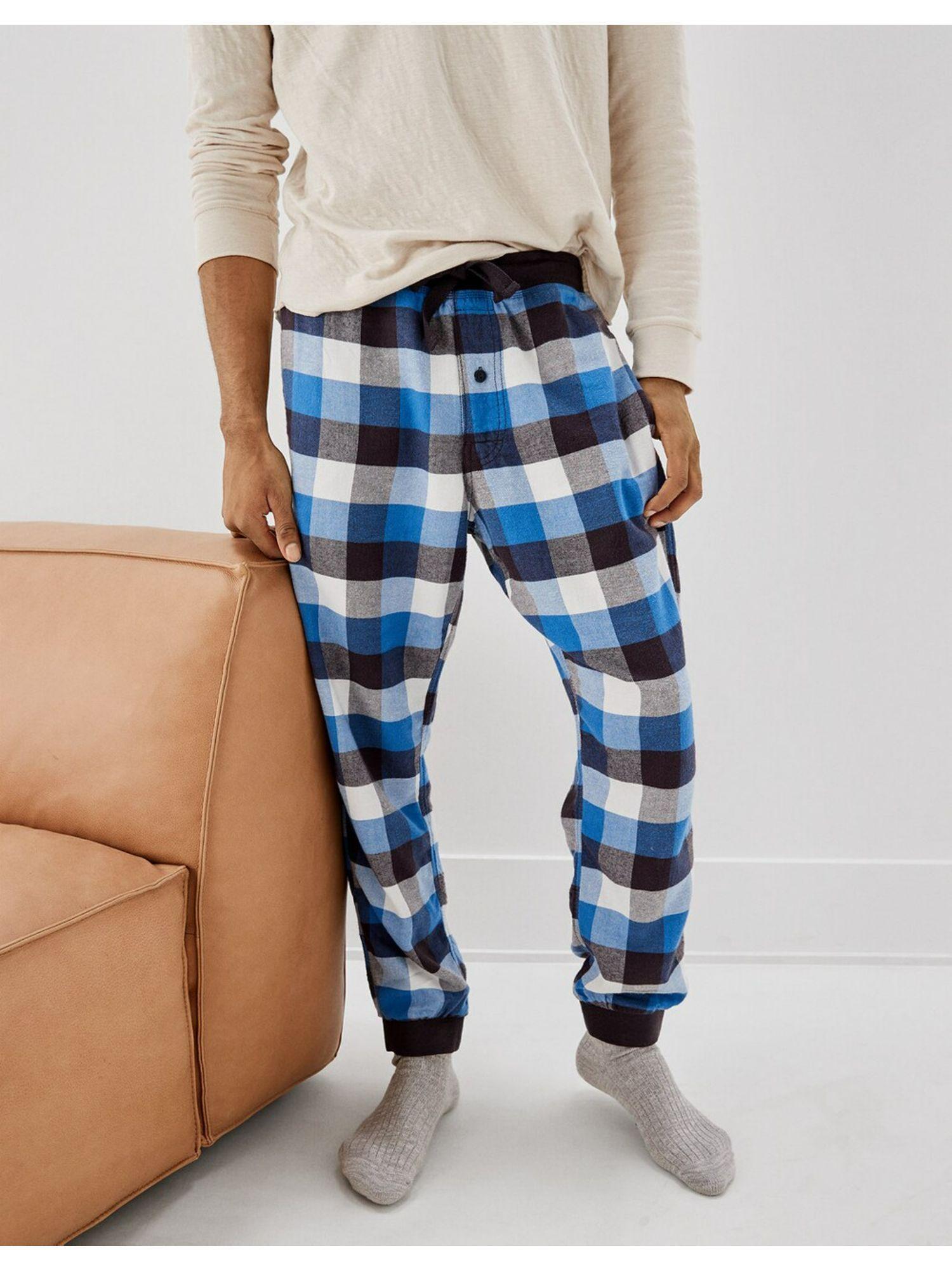 mens blue flannel joggers