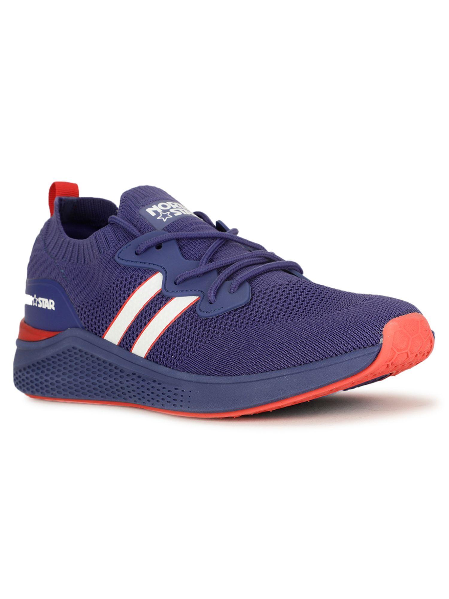 mens blue lace-ups running shoes