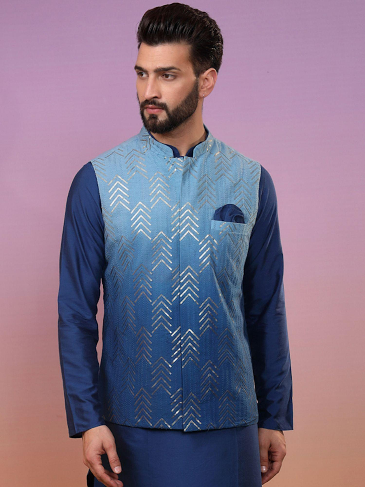 mens blue nehru jacket