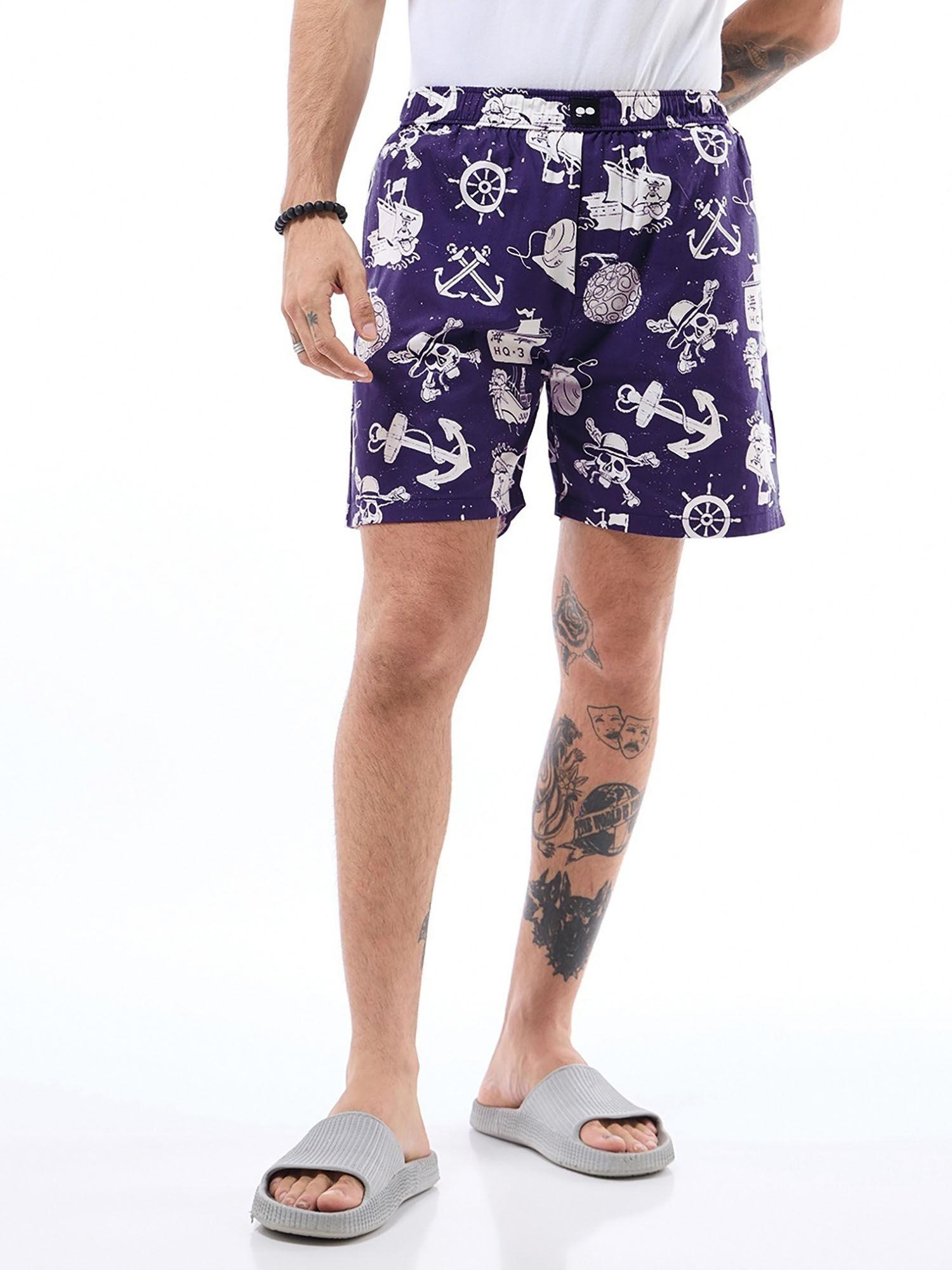 mens blue one piece all over printed boxers