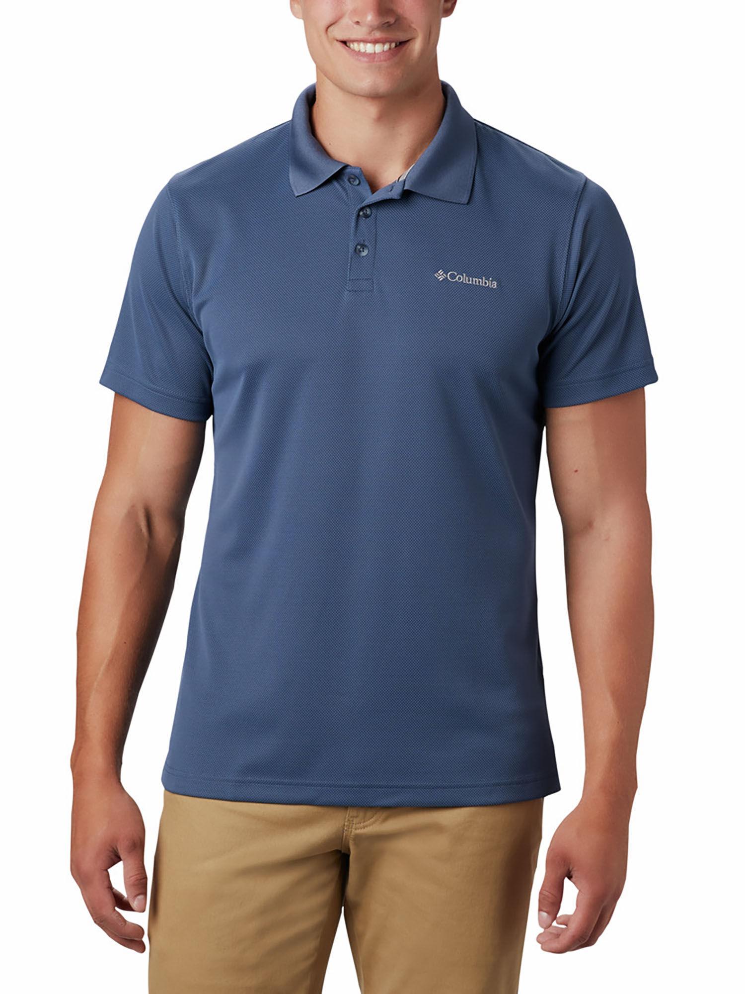 mens blue polyester short sleeve utilizer polo t-shirt