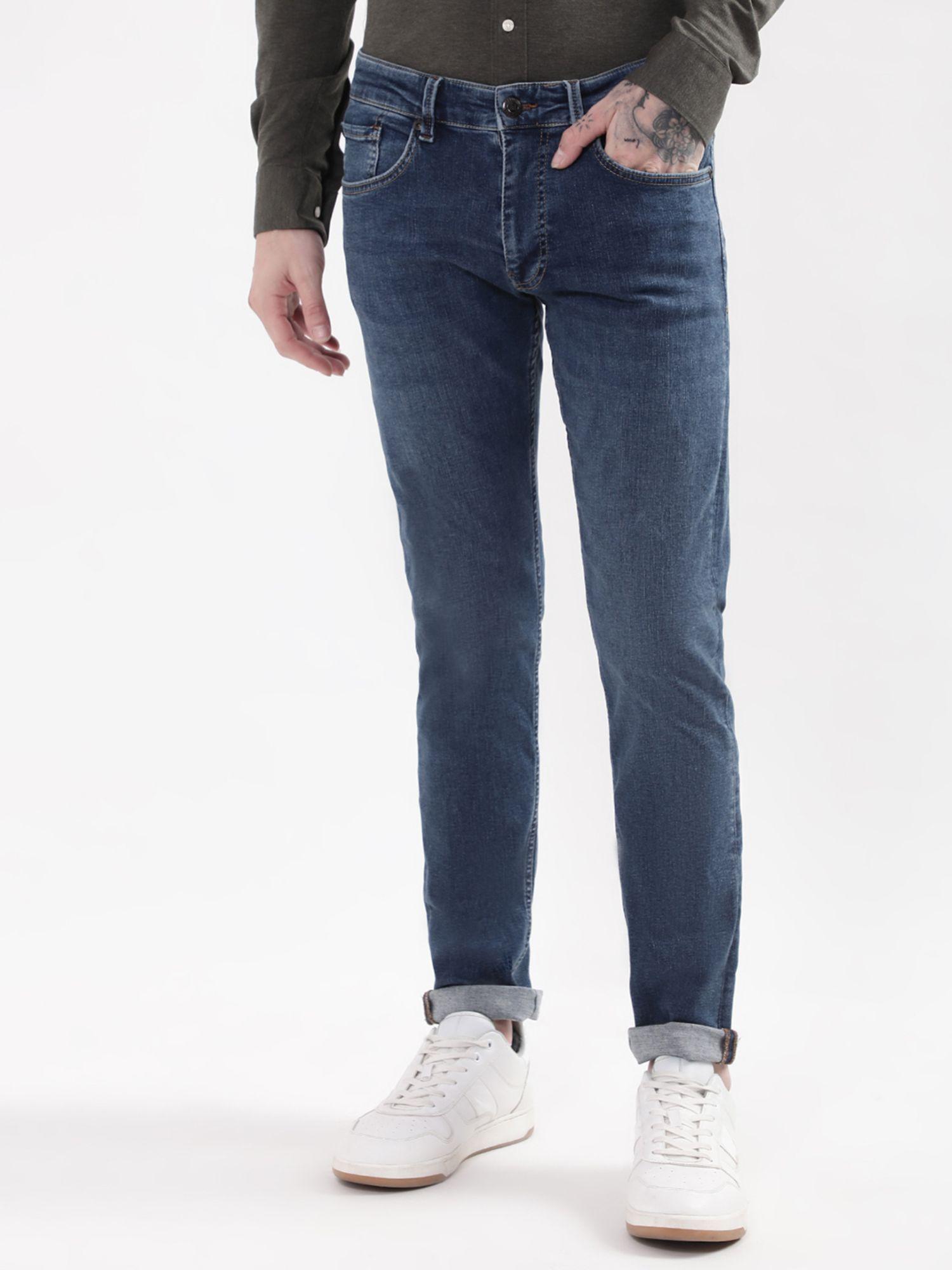 mens blue solid jeans