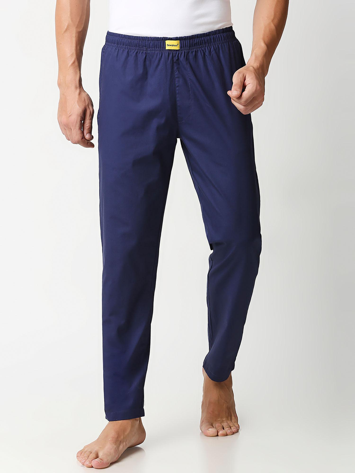 mens blue solid pyjama