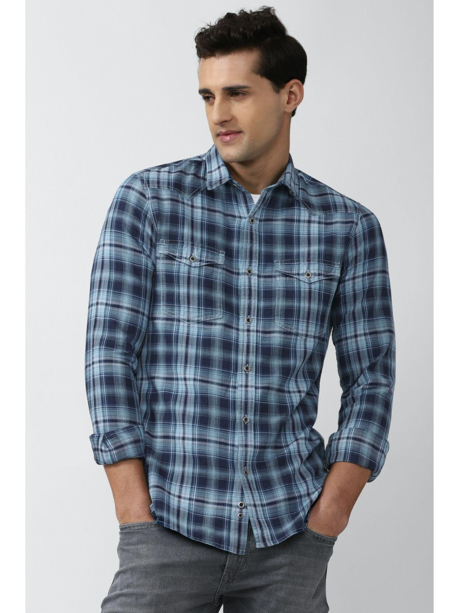 mens blue super slim fit casual shirts