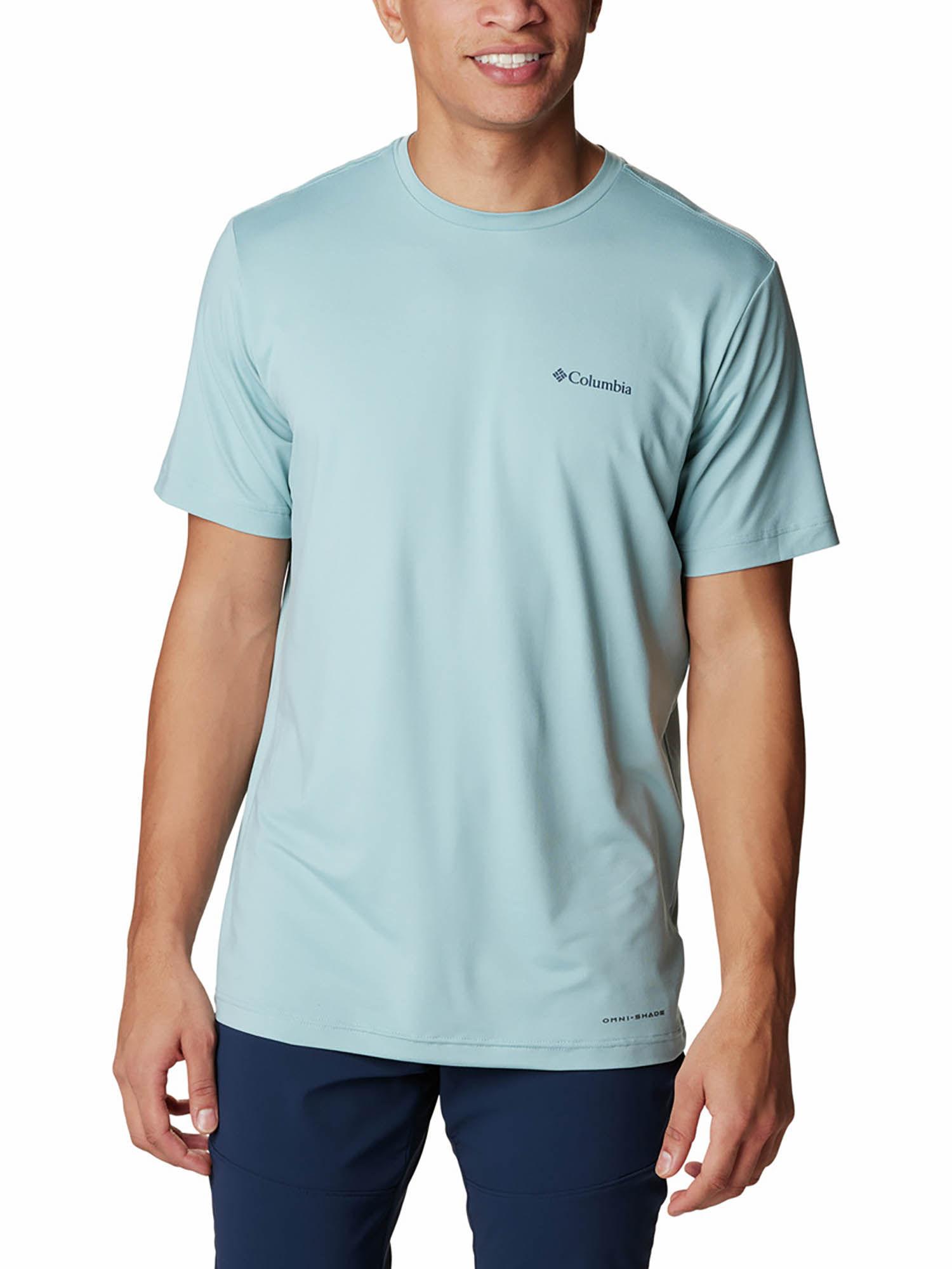 mens blue tech trail graphic short sleeve trekking hiking t-shirt