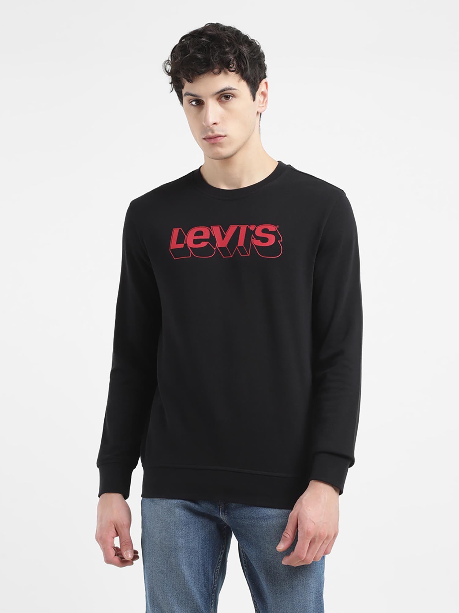 mens brand logo black crew neck sweatshirt