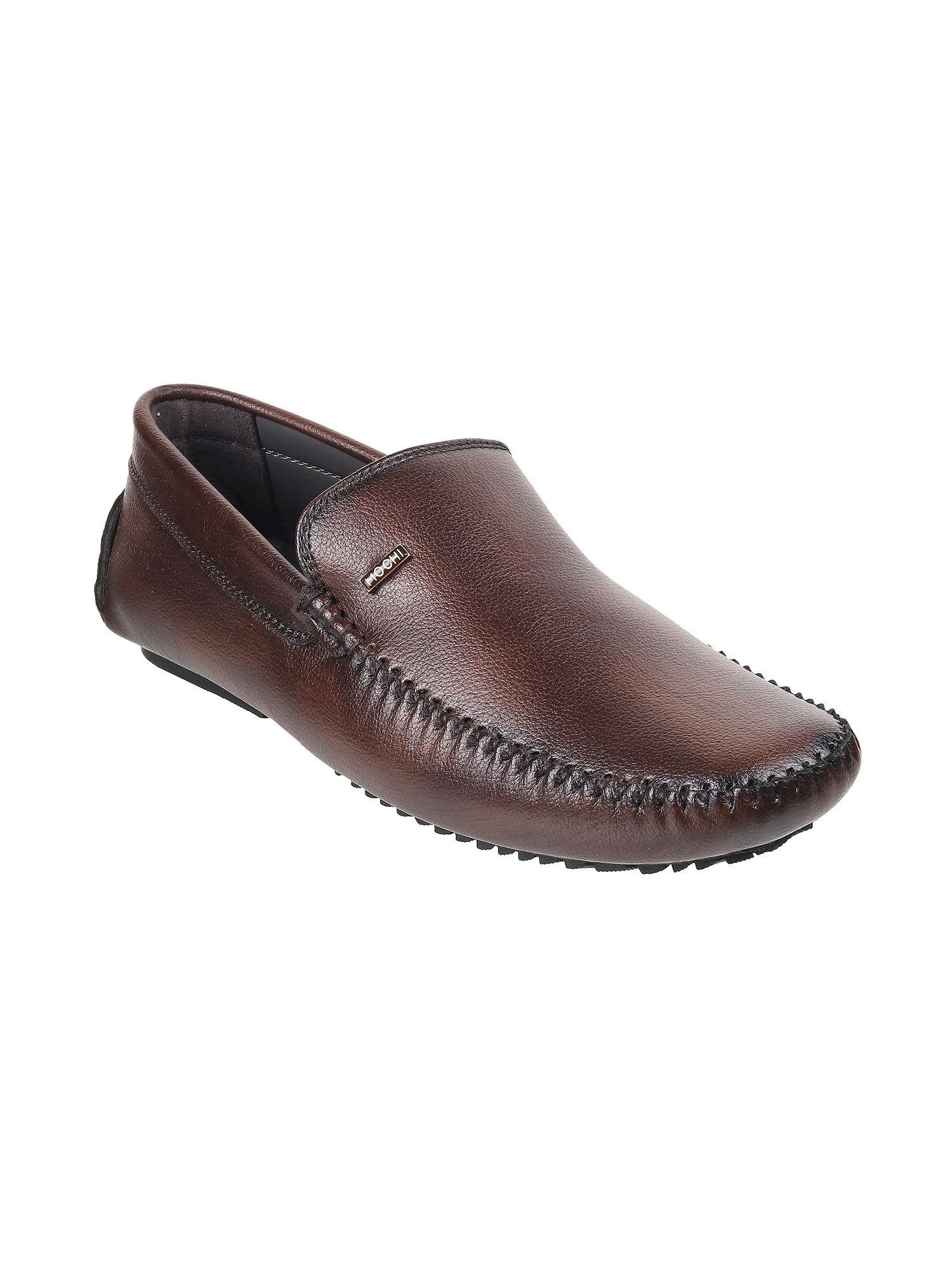 mens brown driving shoes mochi brown solid slip-on