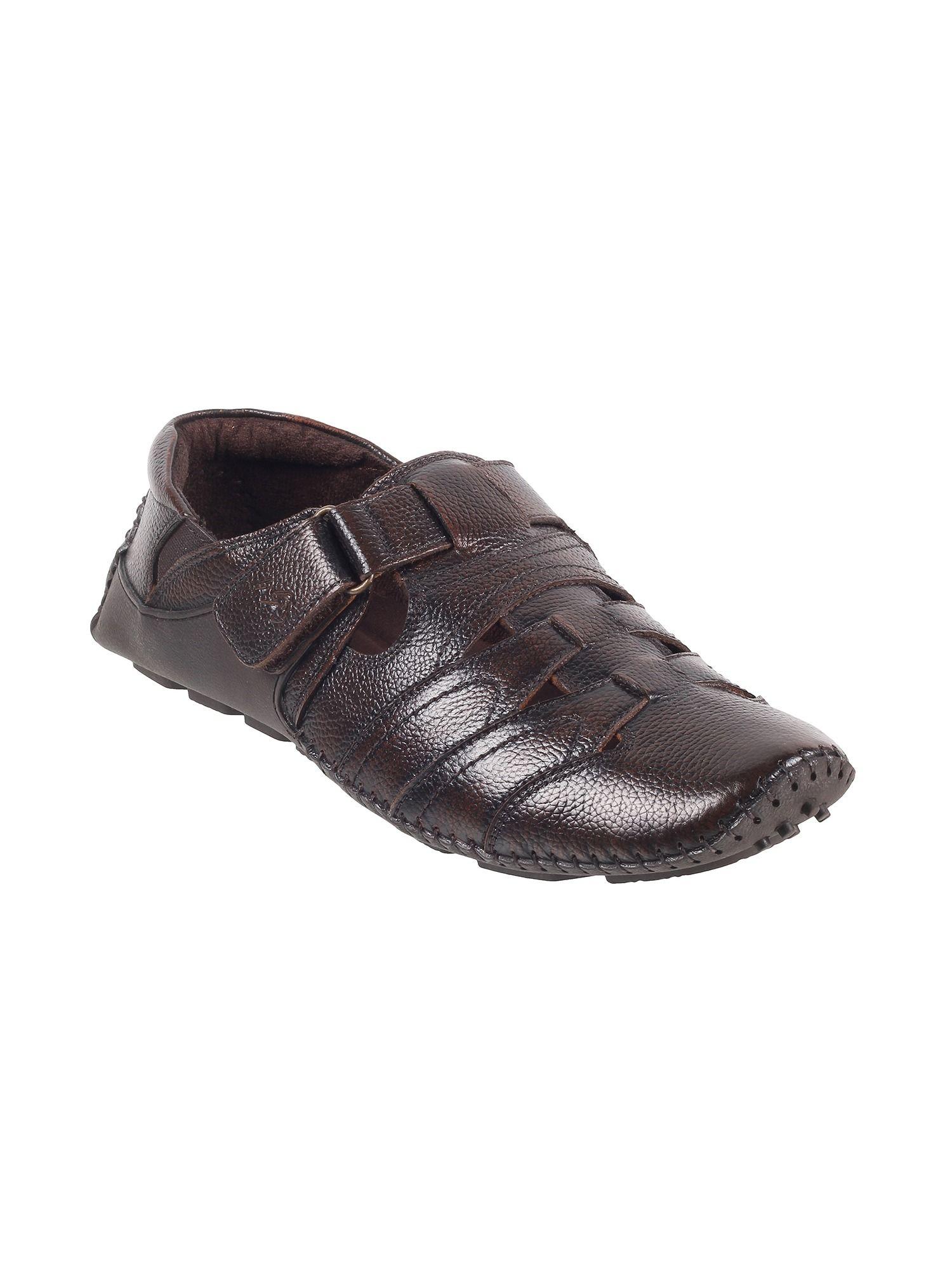mens brown flat casual sandalsmetro brown solid sandals