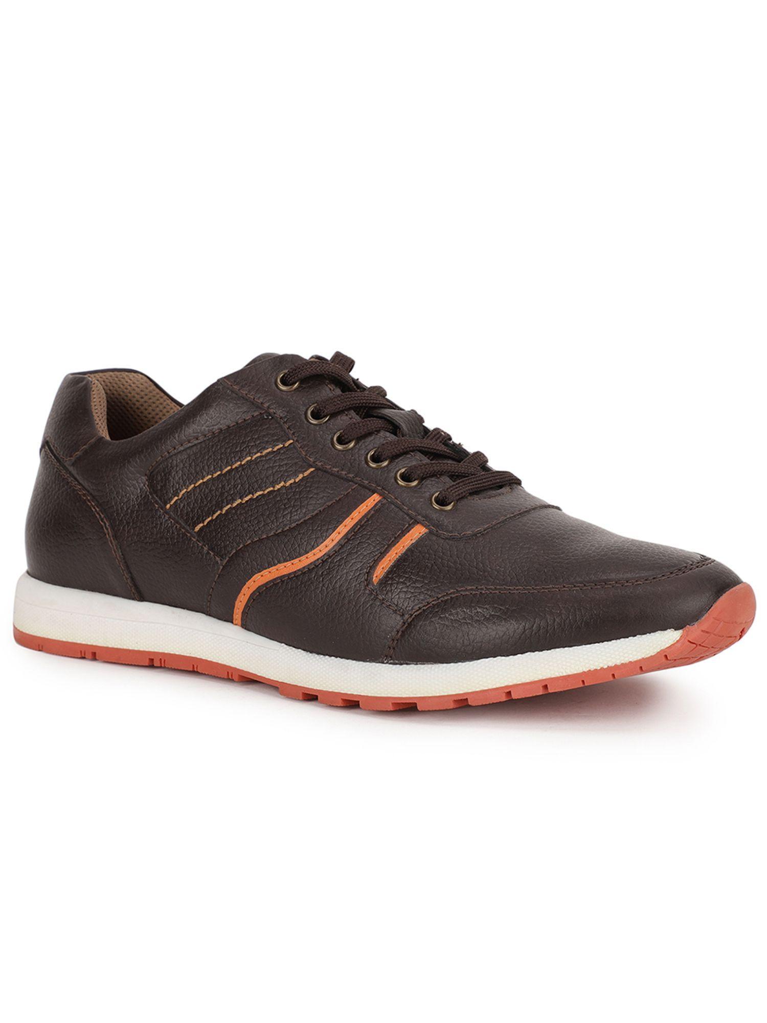 mens brown lace-ups running shoes