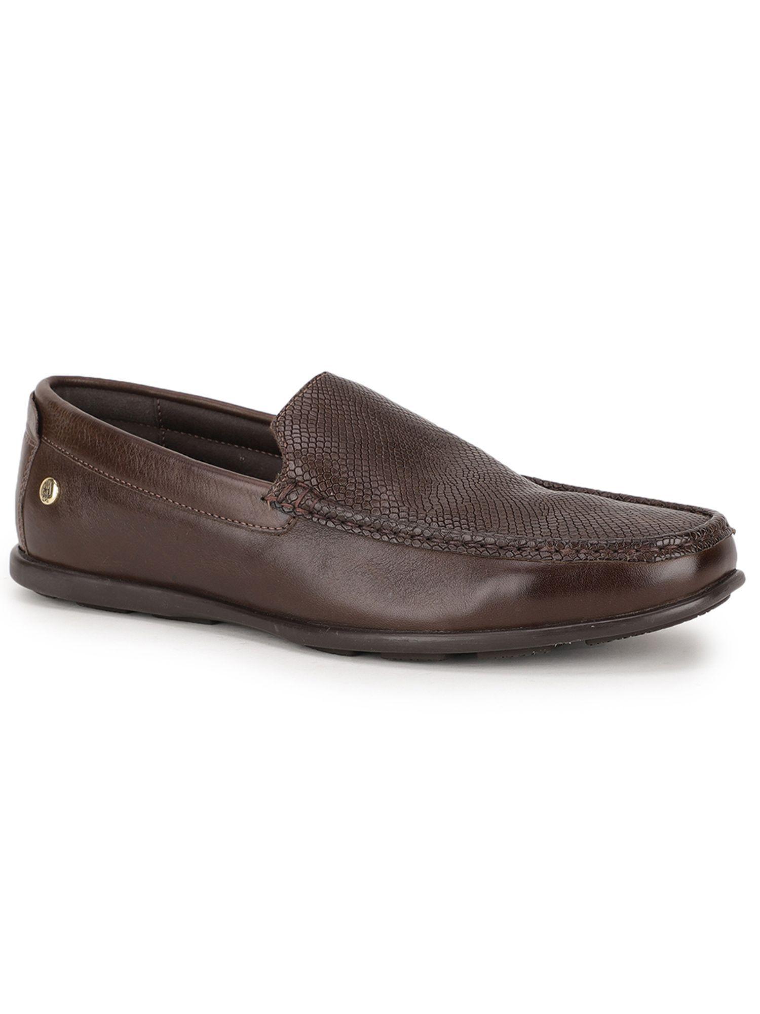 mens brown slip on casual loafers