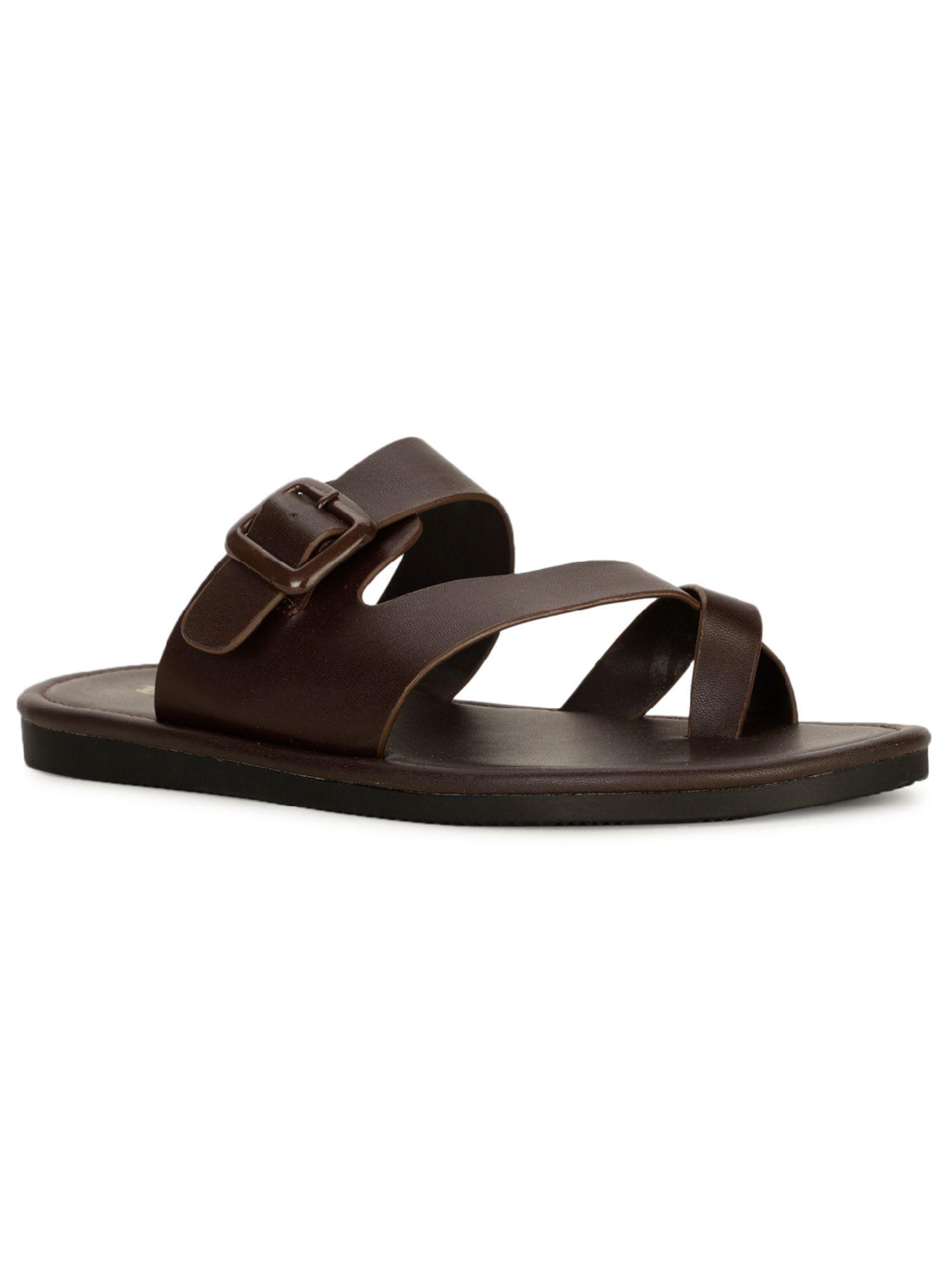 mens brown slip on casual sandals