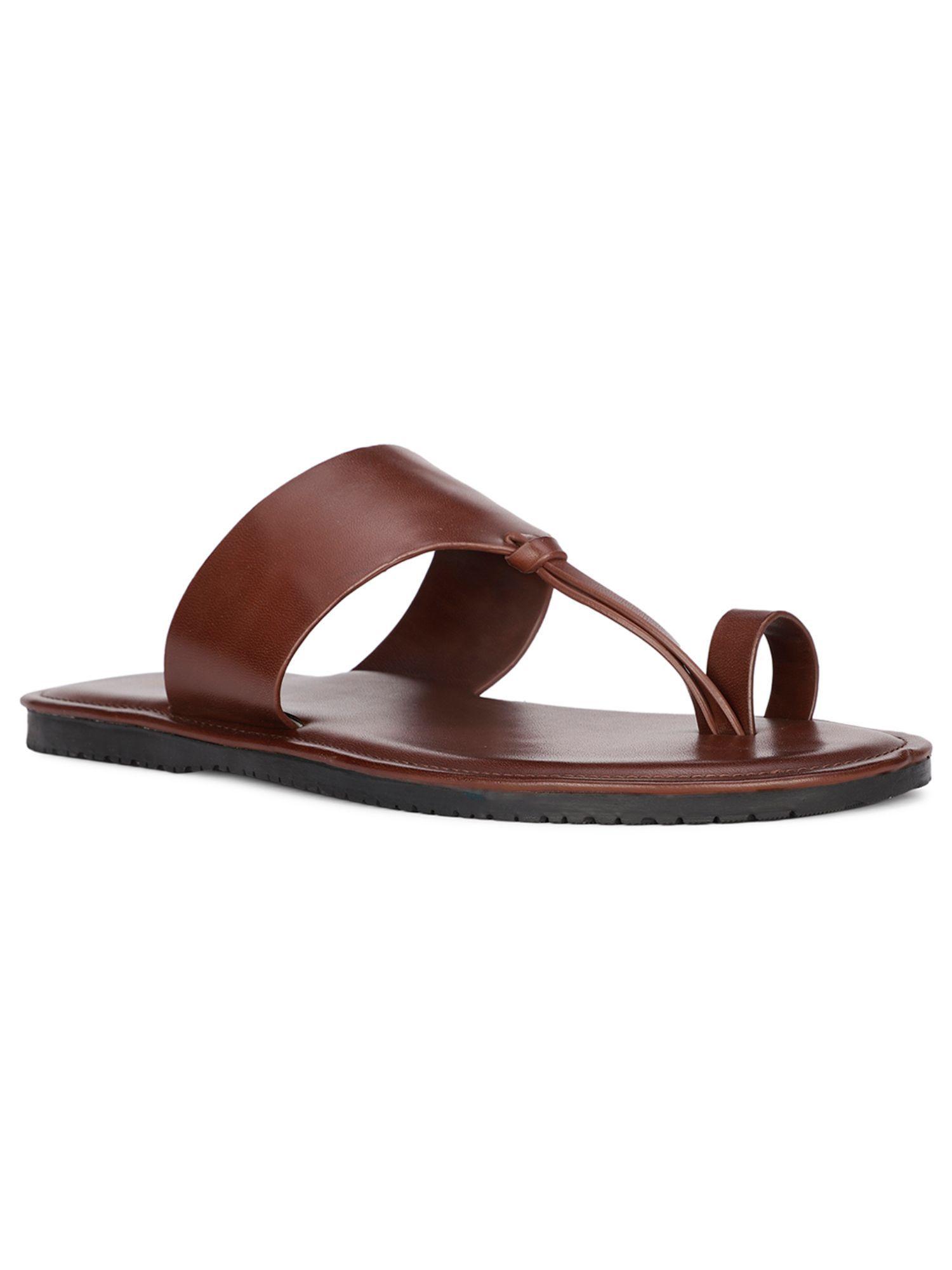 mens brown slip on casual sandals