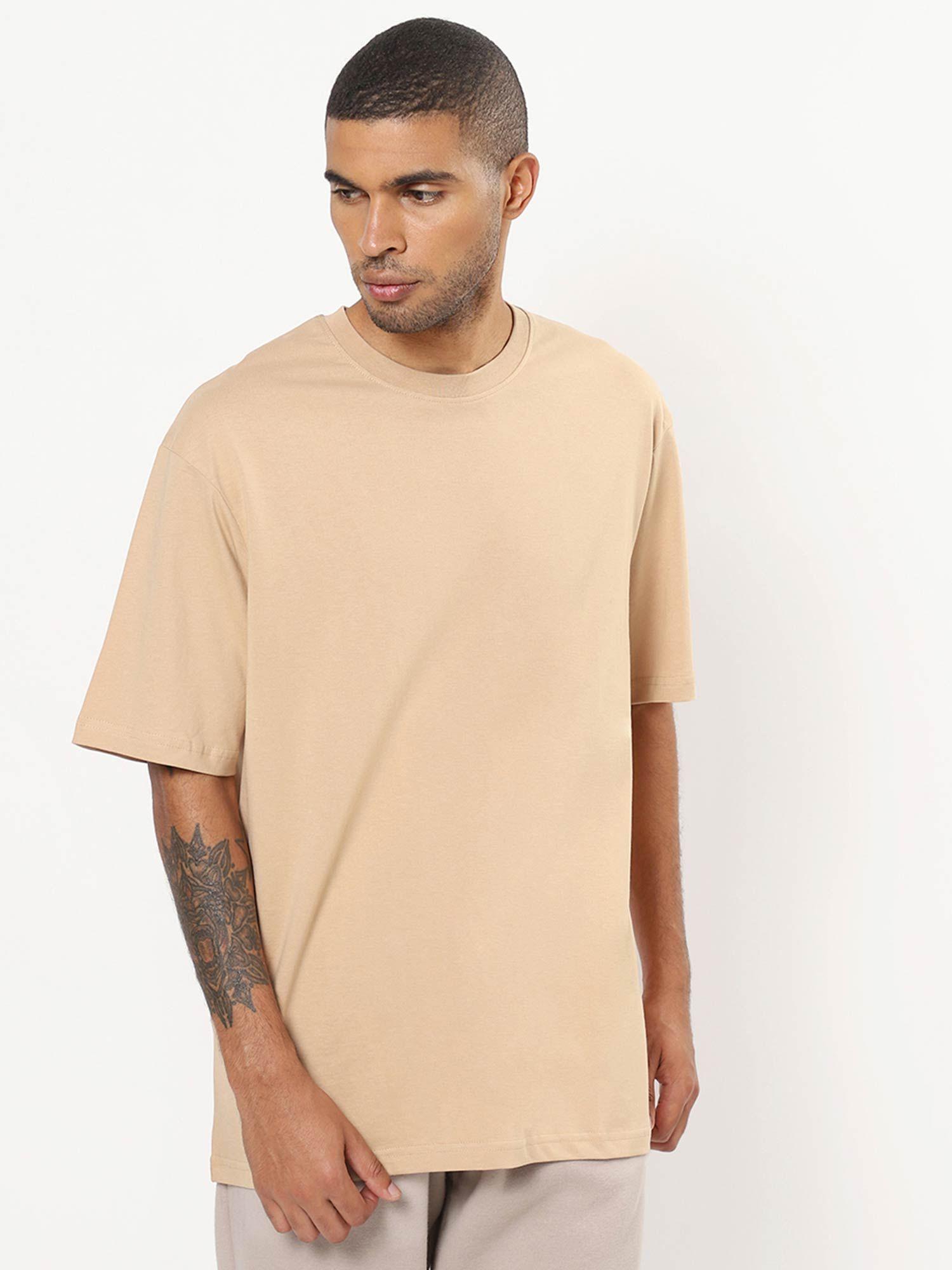 mens brown solid/plain oversized t-shirt