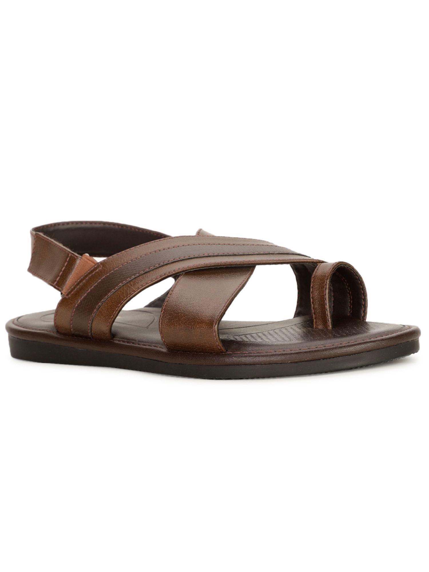 mens brown velcro casual sandals