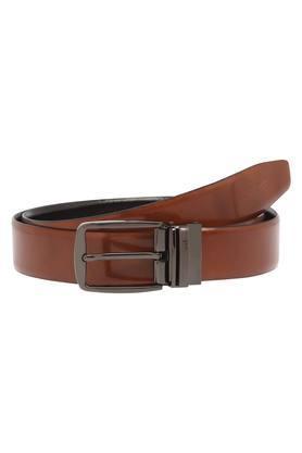 mens buckle closure formal reversible belt - 35 mm - light brown