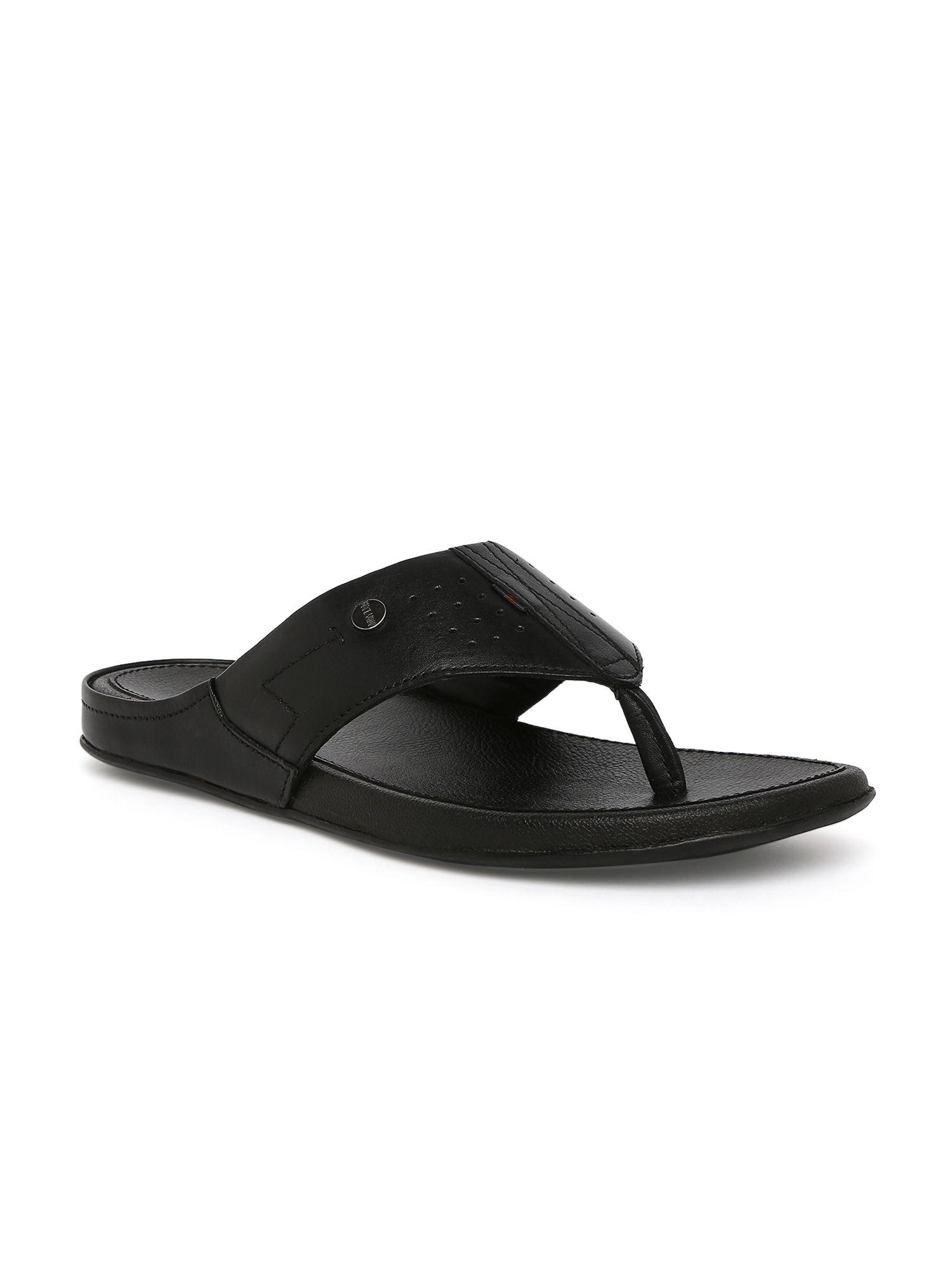 mens callan natural crunch leather black casual chappal