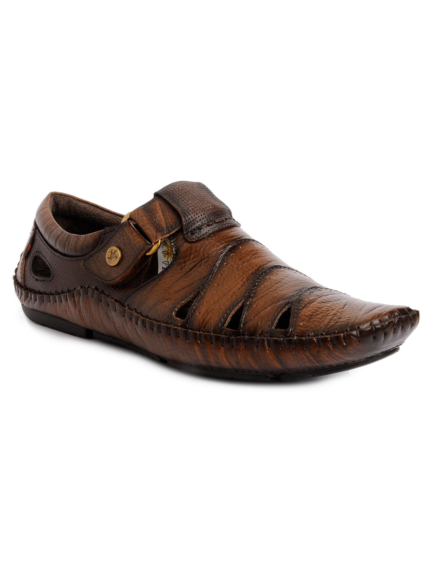 mens carlin nx genuine leather tan casual closed sandals