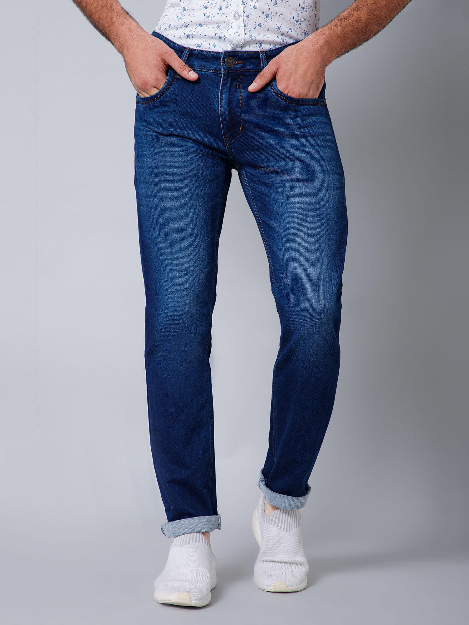 mens casual dark blue jeans