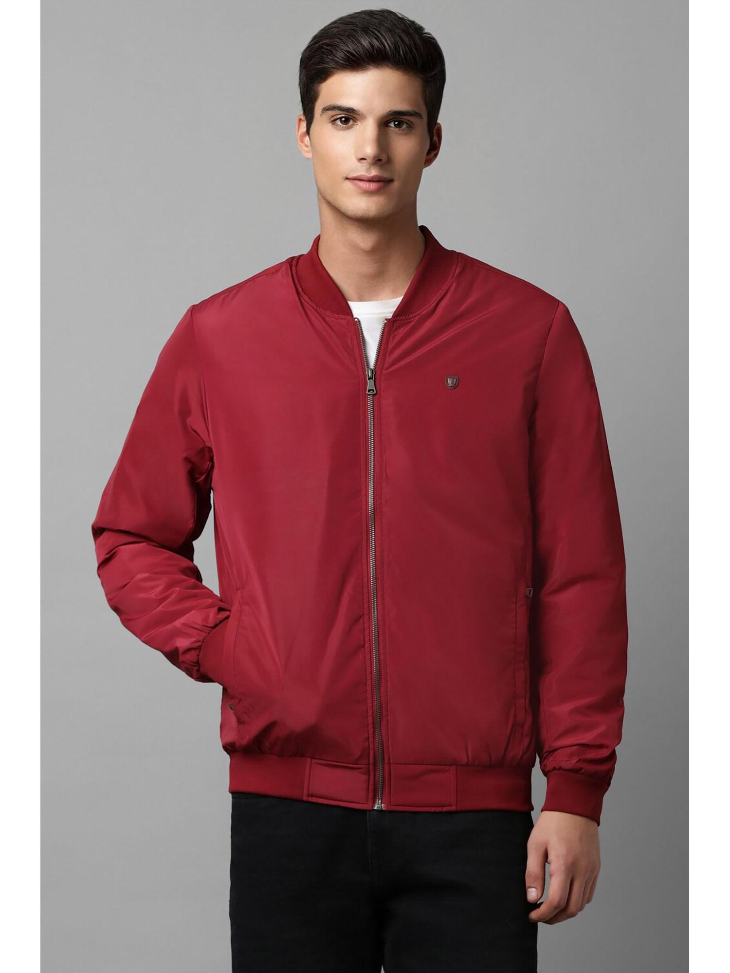 mens casual red solid jacket