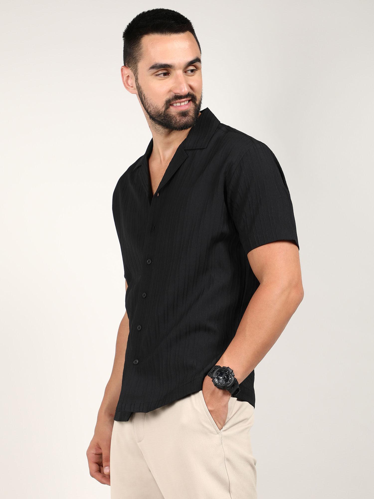 mens charcoal black striped shirt