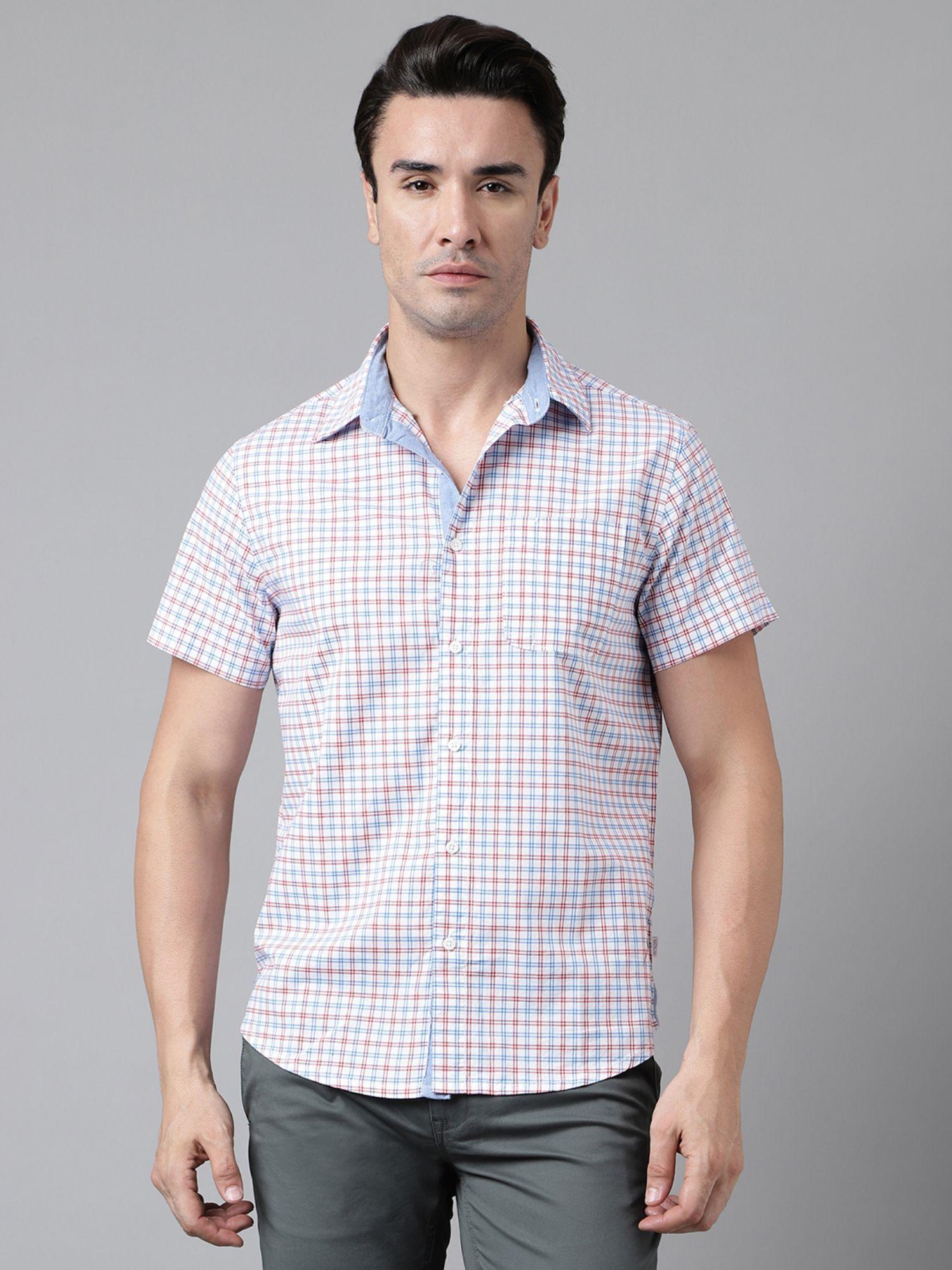 mens checks half sleeves multi-color casual shirt