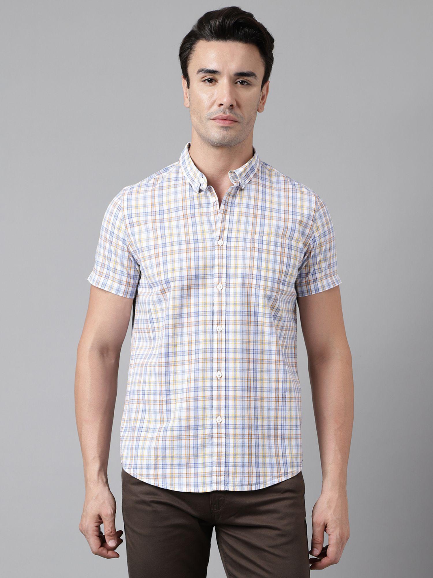 mens checks half sleeves multi-color casual shirt