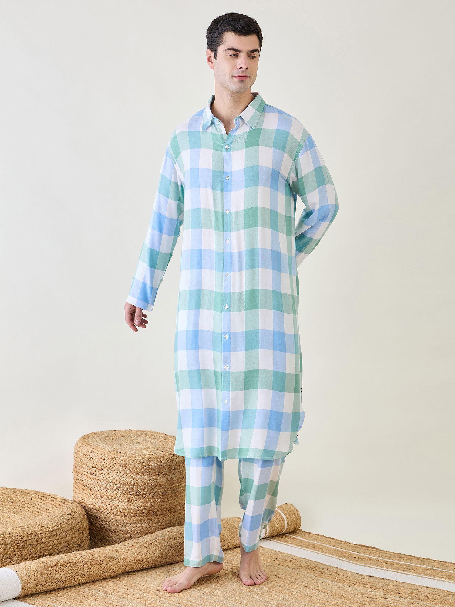 mens checks kurta and pants (set of 2)