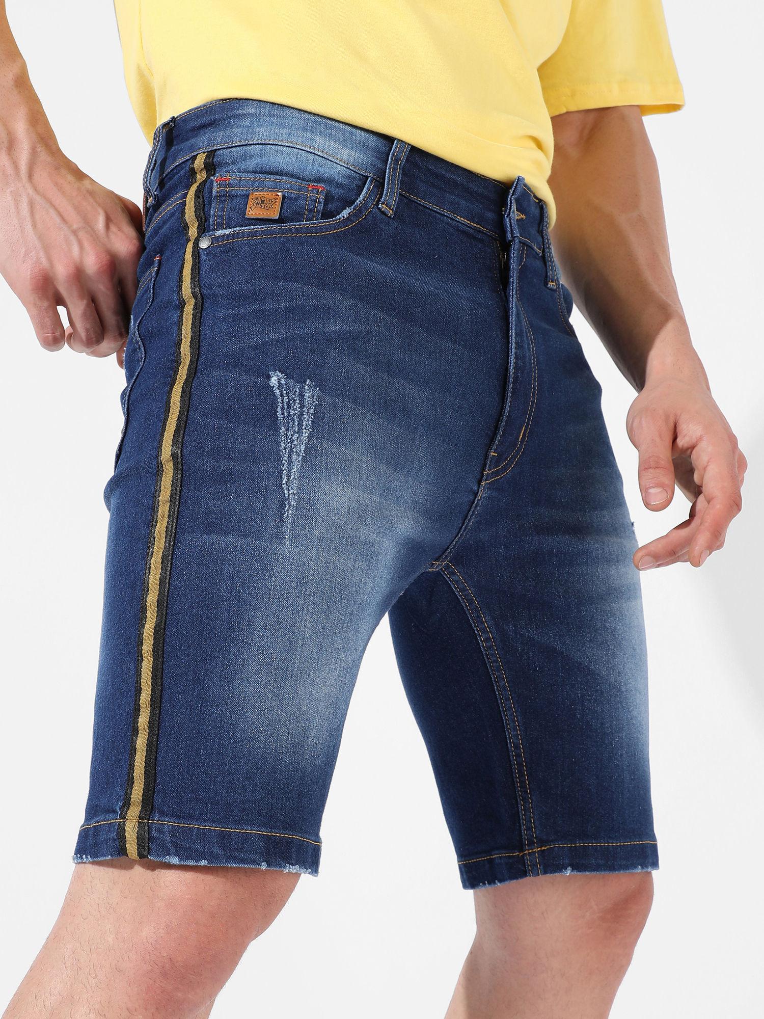 mens classic blue dark washed regular fit denim shorts